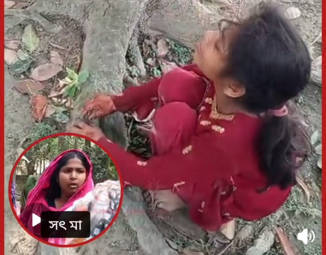 লালমাইয়ে সৎ মায়ের নির্যাতন সহ‍্য করতে না পেরে  মায়ের কবরের পাশে শিশুর কান্না