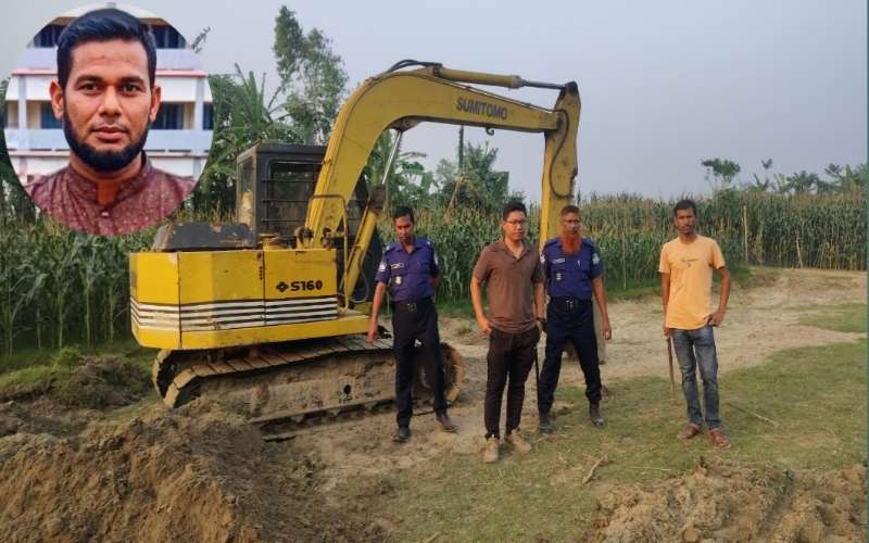 জামালপুরে আনসার কমান্ডার পরিচয়ে অবৈধ ভাবে মাটি উত্তোলন, ভেকু ধ্বংস ও ব্যাটারি জব্দ